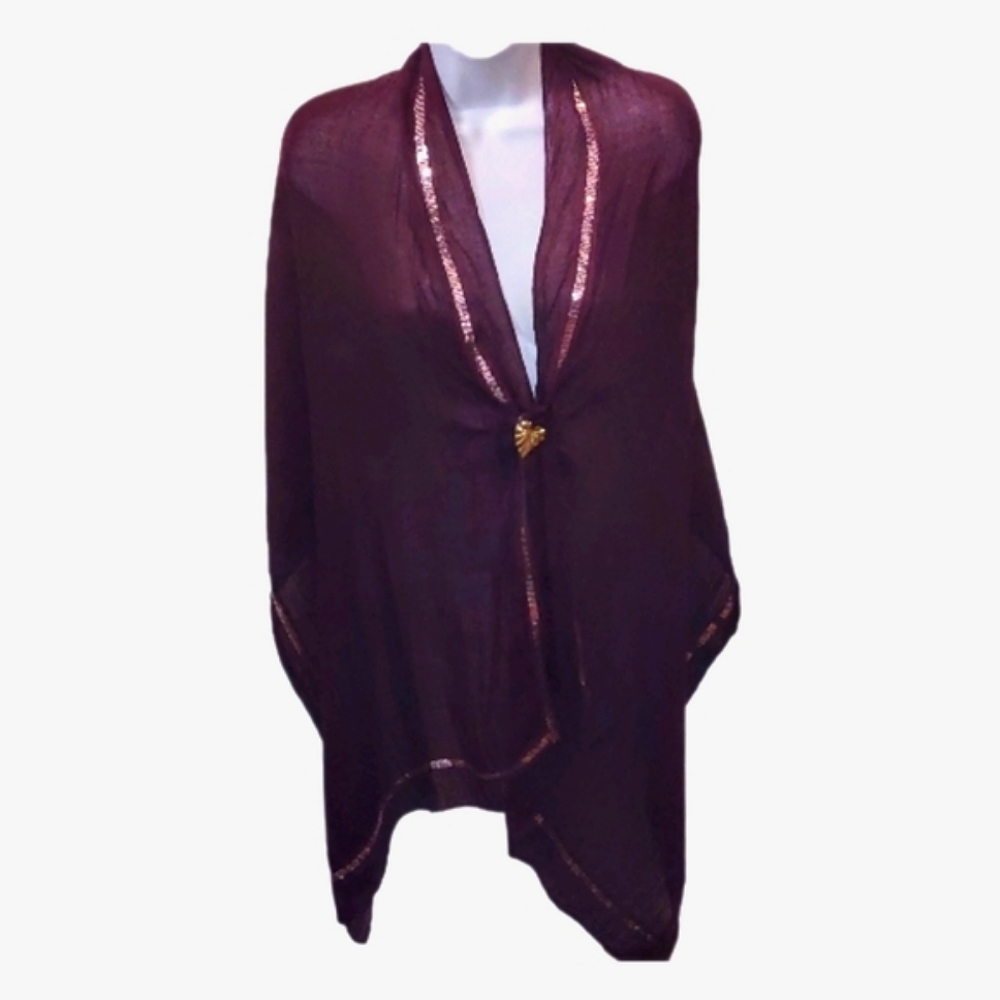 Scarf: Sparkling Sequins Maroon Shawl or for Table Covering - Picture 4 of 13